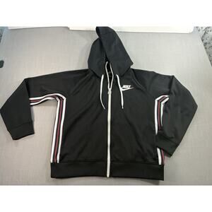 Vintage Nike Full Zip Hoodie Womens Medium Retro Black Stripe Track Jacket